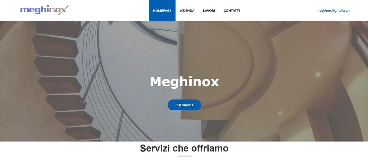 Meghinox Realizzazione sito web per carpenteria leggera Idra Siti Web