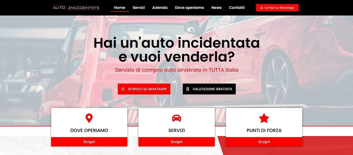 Auto Incidentate Realizzazione sito web per compro auto by Idra Siti Web