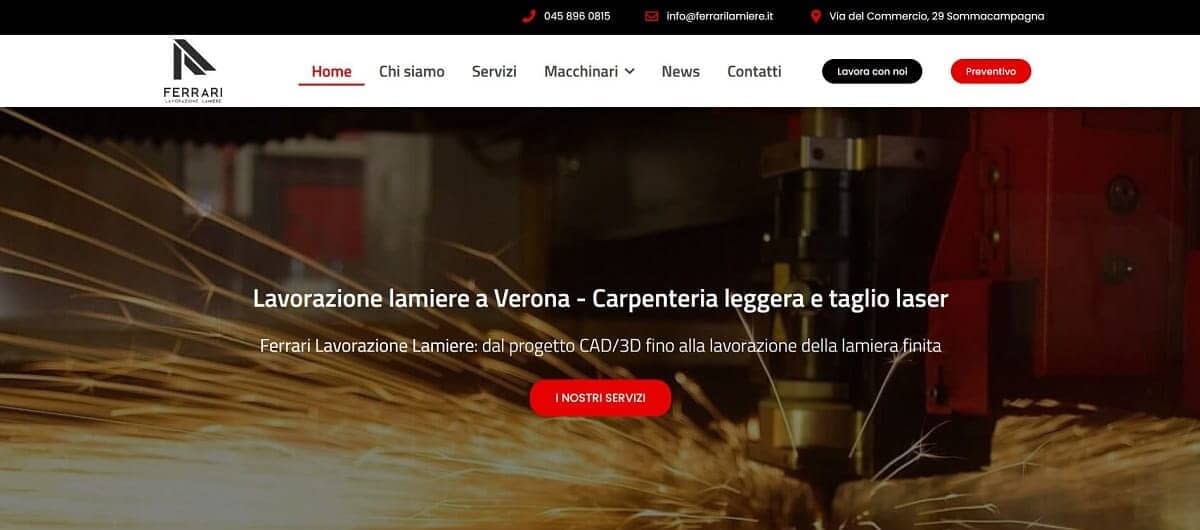 Ferrari Lamiere Realizzazione sito web per carpenteria leggera by Idra Siti Web