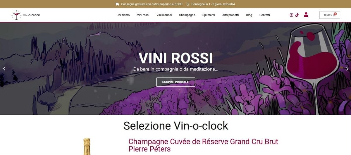 Vin-o-clock Realizzazione sito e-commerce per vini by Idra Siti Web