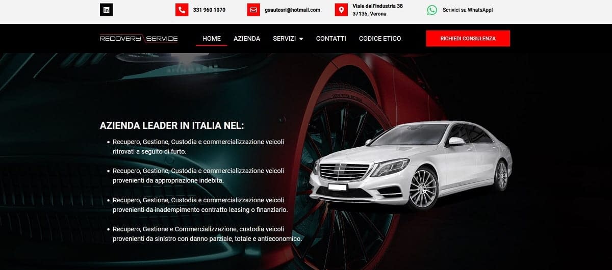 Recovery Service Realizzazione sito web per recupero auto by Idra Siti Web